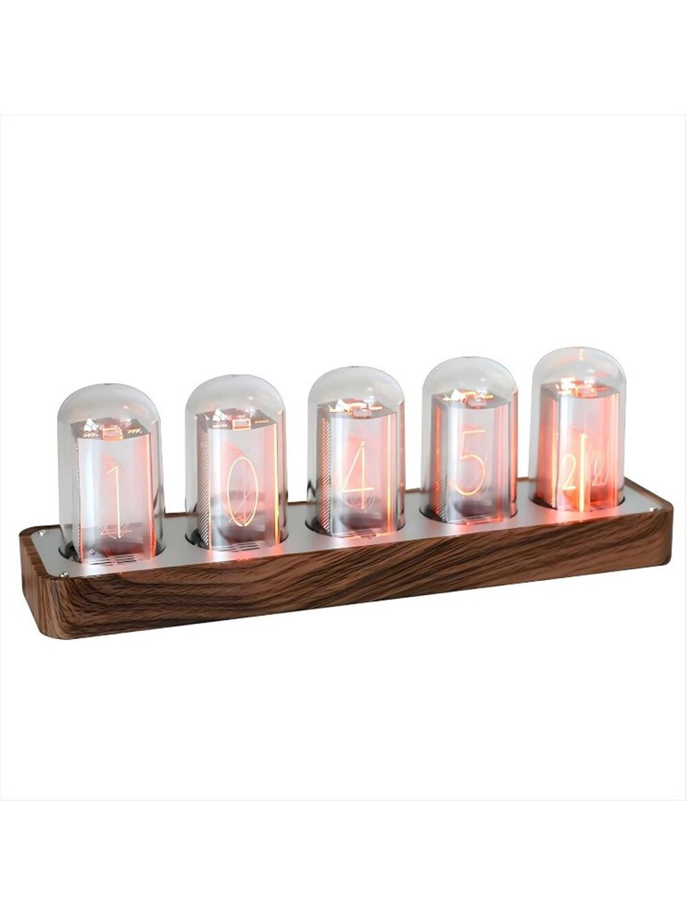 Home Brown Analog Quartz Digital Retro Wood Grain Alarm Timer Nixie Tube Clock